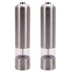 2pcs Stainless Steel Electric Automatic Pepper Mills Salt Grinder Silver