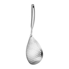 1pc 304 Stainless Steel Slotted Spoons For Cooking; Skimmer Slotted Spoon; Metal Filter Spoon With Holes; Kitchen Tool (Color: Large Colander)