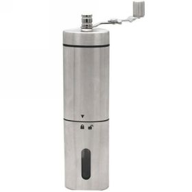 Portable Home Manual Coffee Grinder Stainless Steel with Ceramic Burr Bean Mill (Color: Silver)